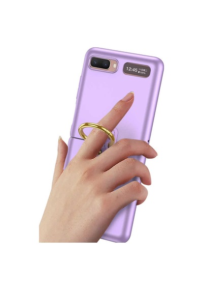 Samsung Uyumlu Galaxy Z Flip Kılıf Zore Flip Ring Kıpta Kapak Mor