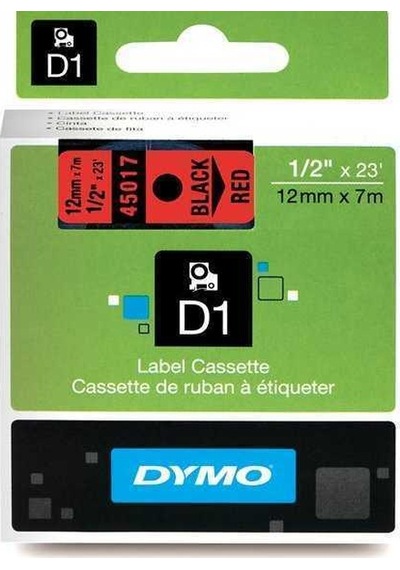 Dymo D1 Yedek Şerit 12 MM x 7 M Kırmızı - Siyah 45017