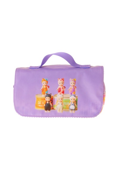 Kaukko Kids Taşıma Askılı Kız Çocuk Cat Life Baskılı Şık Kalem Çantası Mor - Krem - L5315