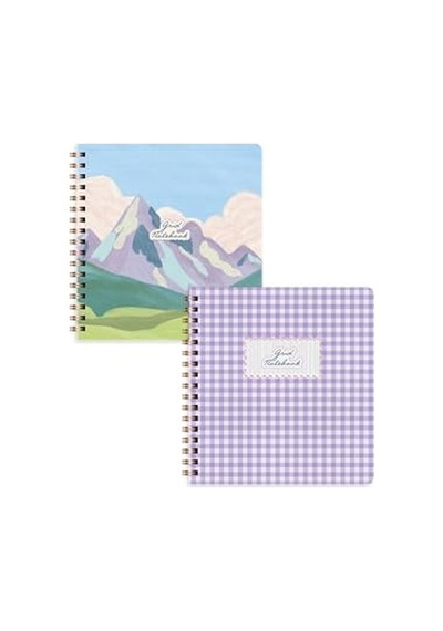 15x16 Spiralli Karton Kapak 2'li Kareli Not Defter Seti - Pötikare 124-Pembe