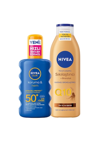 Sun Spf50 Koruma Ve Nemlendirici Güneş Spreyi 200 Ml, Q10 Sıkılaştırıcı,bronzlaştırıcı Vücut Losyonu 200 Ml