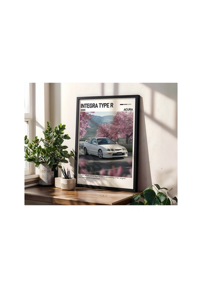 Honda Integra Type-r Ahşap Çerçeveli Poster Tablo Jdm Efsanesi Siyah