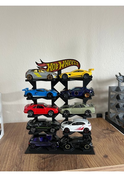 Hot Wheels Uyumlu 10 Araçlık Stand 1/64 Siyah Renki Logolu