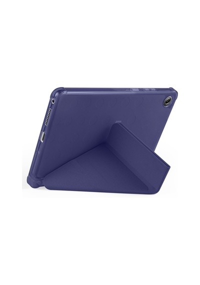 Lenovo Tab One 8.7 2025 Tb-305fu Uyumlu Kalem Bölmeli Dönebilen Üçgen Standlı Tri Folding Tablet Kılıfı - Lacivert - T41659
