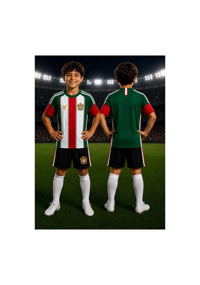 Yenteks Çocuk Halı Saha Futbol Forması Seti Yeşil-beyaz Forma+şort+çorap Yeşil Yeşil