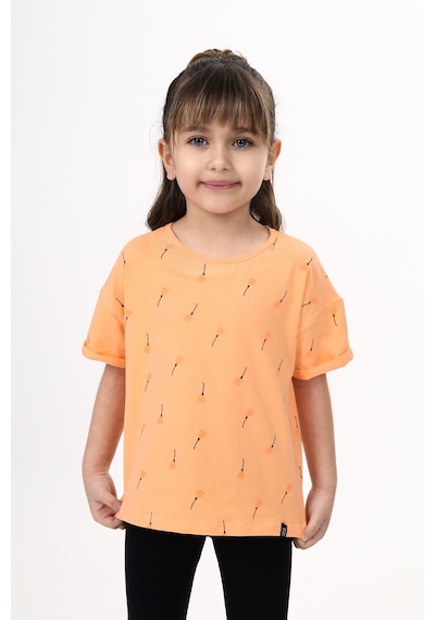 Toontoy Kids Toontoy Kız Çocuk Baskılı Tişört Oranj