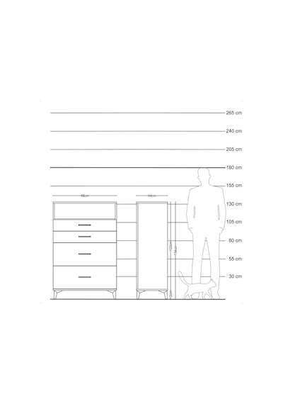 Hyperion Dolap Tek Raflı 4 Çekmeceli 88x44x134 Aytaşı-çam Aytaşı