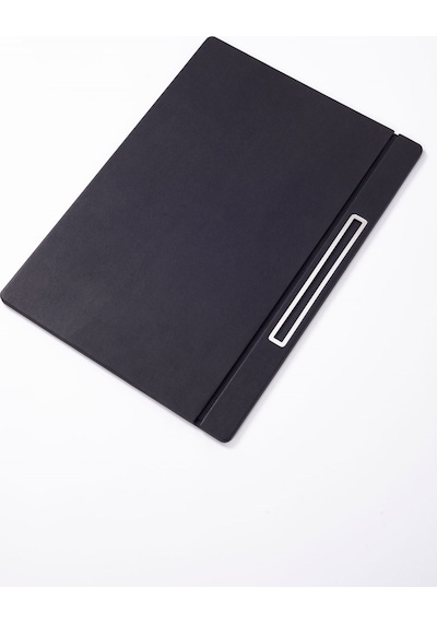 Turgut Office Deri Kapaklı Masa Sümeni Düz Siyah Krom Detaylı 50 x 35 CM
