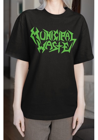 Municipal Waste Rock Metal Müzik Grubu Sırt Baskılı Unisex Oversi Siyah