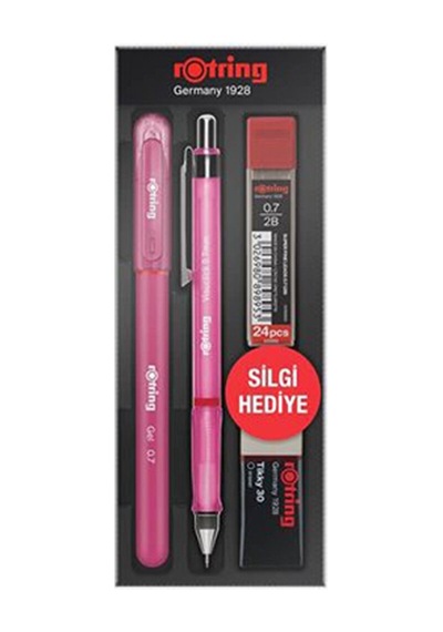 3 Adet Rotring Visuclick + Jel Okul Seti- 0.7 Mm Pembe