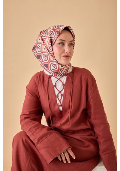 Silk Home Twill İpek Eşarp 11470-38 Beyaz, Çilek Kırmızısı, Bordo