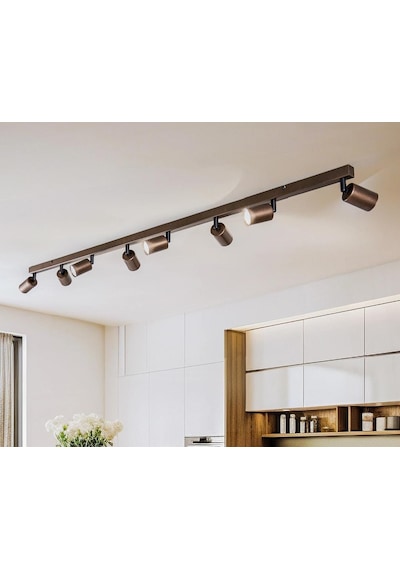 Mylights 150cm Led Spot Avize Kahve Renk Gün Işığı Os-ram Led Ampullü 3000k Salon Avize Tasarruflu Led Avize Kahverengi