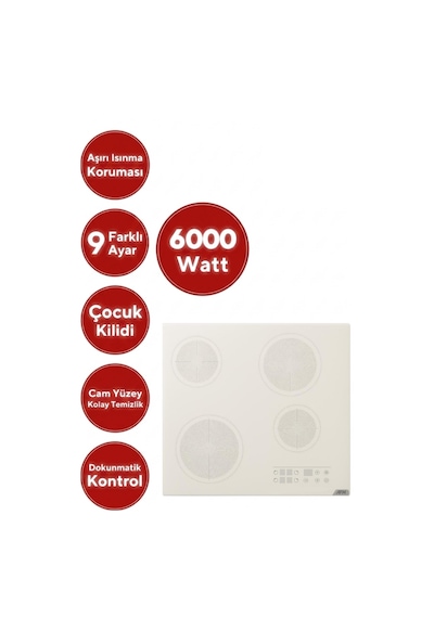 Alveus Afm Serisi Loreo Vitro  FM3301W + V6-05 + FM7701 Elektrikli Cam Beyaz Ankastre Set