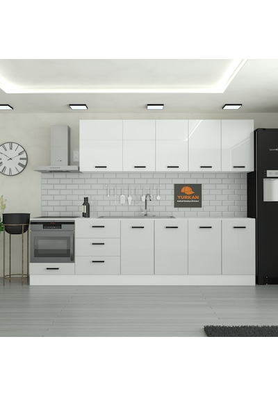 295 Cm Mutfak Dolabı Mdf Kapak Tezgah Dahil Yrkn295 100 Gümüş