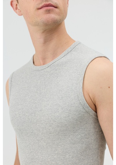 Antioch Pamuklu Kolsuz Erkek T-shirt Gri