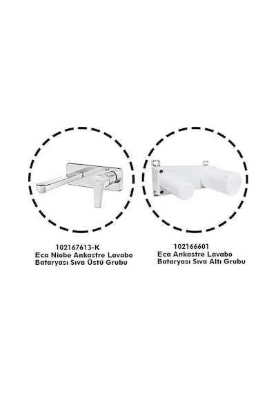 Eca Niobe Ankastre Gömme Lavabo Bataryası Set 102167613-K+102166601