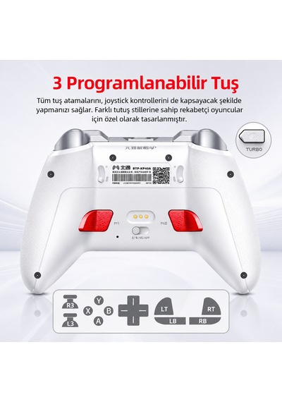Beitong KP40 TMR Sertlik Ayarlanabilir Joystick Kablosuz Beyaz Gamepad