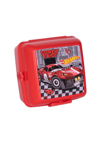 Wiggle Hot Wheels 4 Bölmeli Çocuk Beslenme Kutusu - Yemek Saklama Kabı Kaşık Ve Çatallı Kırmızı
