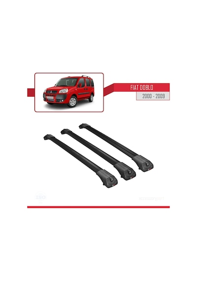 Fiat Doblo 2000-2009 Arası İle Uyumlu Ace-1 Ara Atkı Tavan Barı Siyah 3 Adet Bar