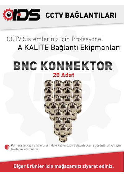 Ids - 20 Adet - Paslanmaz Metal Bnc Konnektör Güvenlik Kamerası Ids - 20 Adet - Paslanmaz Metal Bnc Konnektör Güvenlik Kamerası