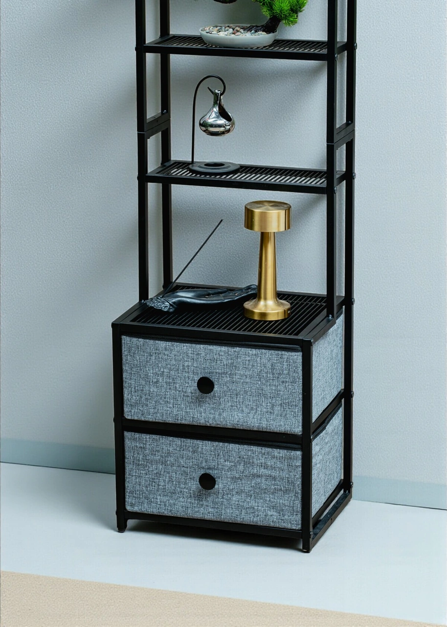 Dekoratif Siyah Metal Kitaplık 5 Raflı 2 Çekmeceli Komidin Çok Amaçlı Stand Organizer Siyah Dekoratif Siyah Metal Kitaplık 5 Raflı 2 Çekmeceli Komidin Çok Amaçlı Stand Organizer Siyah