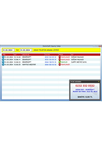 Paket Servis Programı Müşteri Tanıma Ve Caller Id Entegrasyonu