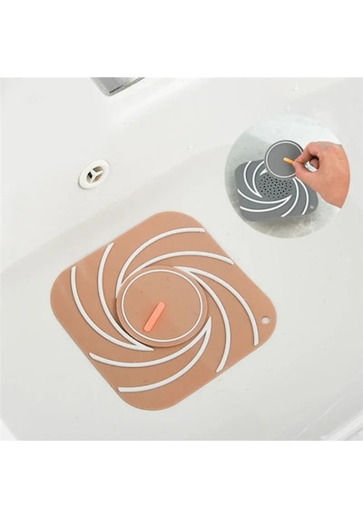 Gri Süzgeçli Silikon Lavabo Gider Kapağı Koku Önleyici Banyo Mutfak 15 cm