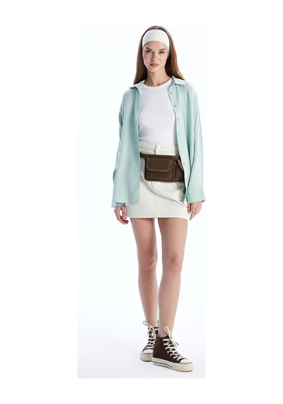 Lcwaıkıkı Classic Turkuaz Oversize Kadın Gömlek Tunik