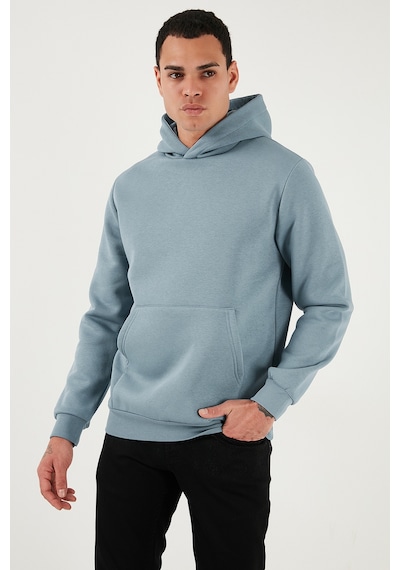 Buratti Regular Fit Kapüşonlu Kanguru Cepli Içi Tüylü Yumuşak Şardonlu Erkek Sweat 5905281 Mavi