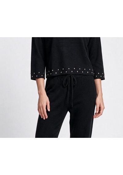 Marsel&leon Marsel Leon Kadın Zımbalı Triko Crop Üst Ve Geniş Paça Pantolon İkili Takım Siyah Marsel&leon Marsel Leon Kadın Zımbalı Triko Crop Üst Ve Geniş Paça Pantolon İkili Takım Siyah