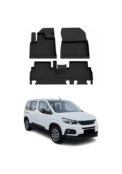 Peugeot Rifter 2019-2026 Uyumlu 4d Havuzlu Paspas Kauçuk Siyah 3 Parça
