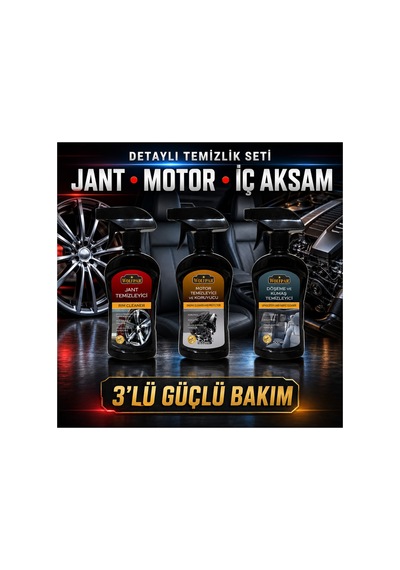 3 Lü Detaylı Araç Temizlik Seti Jant, Motor Ve Döşeme Bakımı