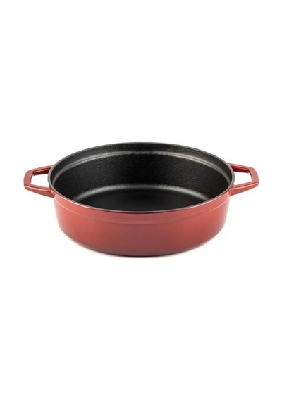 Hosse 28 Cm Demir Döküm Kırmızı Kısa Tencere Hs-stc28/b