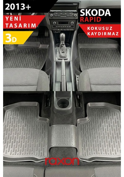Skoda Rapid 2013+ 3d Havuzlu Paspas Tam Uyumlu Su Geçirmez, Kaymaz