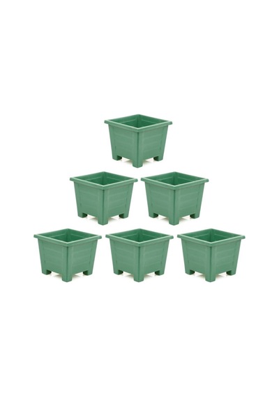 Omnipazar Sy-5847 Dekoratif Plastik Kare Ayaklı Saksı 15 Lt Yeşil 6 Adet 6 Adet