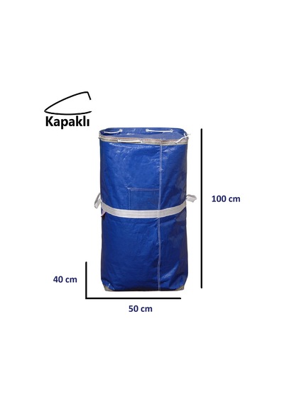 İş-ev Branda Taşıma Çuvalı 50x40+100cm Kapaklı, Ipli Ve Cepli 170gr.tekstil Çuvalı LACİVERT