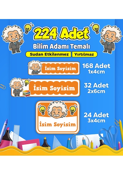 Sevimli Çocuklar Temalı Okul Kreş Kişiye Özel İsim Etiketi - Model 600 Çok Renkli