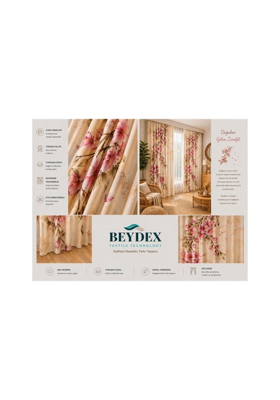 2 Adet 140x260 Cm Ölçüsünde Şık Dekoratif Fon Perde Koleksiyon Pembe