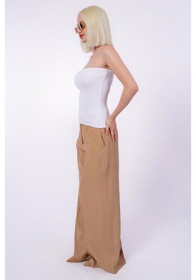 Seeh Beyaz Straplez Basic Kadın Bluz Sh247 Standart