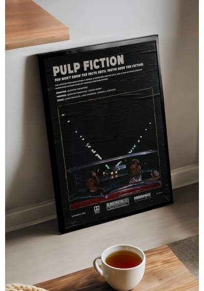 Pulp Fiction Siyah Ahşap Çerçeveli Poster, Dekoratif Film Duvar Tablosu