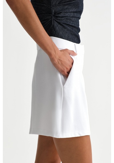 Açelyaokcu Premium Lowry Wide Leg Midi Boy Dokuma Şort Beyaz