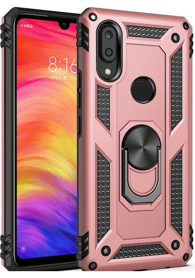 Huawei Y7 Prime 2019  Kılıf Sert Silikon Yüzüklü Stand Özellikli Kapak