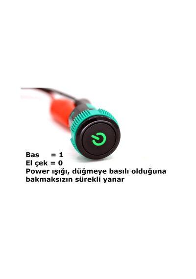 19mm 12v 20a Power Logolu Yeşil Işıklı Buton Elektrik Anahtarı