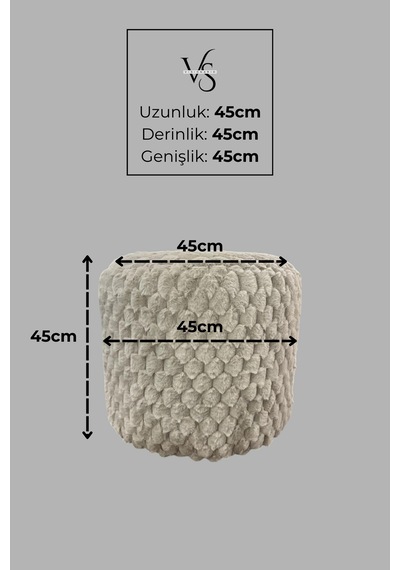 Silindir Puf - Mılano Yumuşak Rabbit Kumaş Tavşan Tüyü Modern Konforlu Puf&bench Vizon