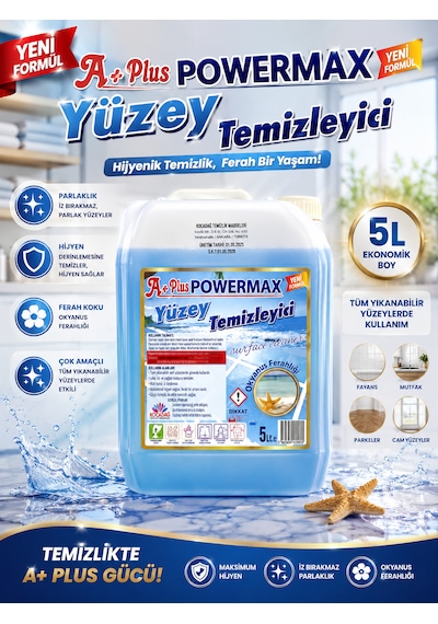 Powermax A+ Okyanus Ferahlığı Genel Yüzey Temizleyici 5 L Tekli