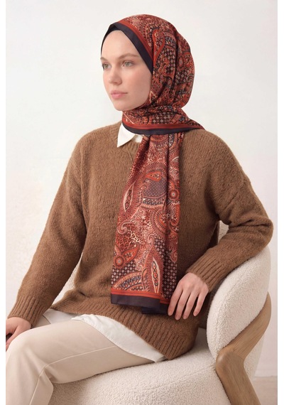 Silk Home Etnik Desen Acı Kahve 75x195 Soft Şal Çok Renkli