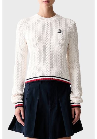 Tommy Jeans Bisiklet Yaka Saç Örgü Kazak Kadın Kazak Dw0dw22933 Ybh Beyaz