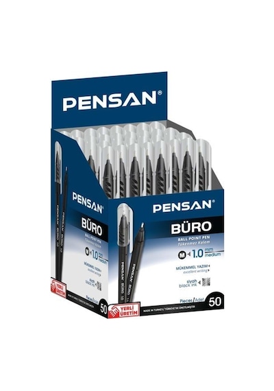 Pensan Büro Tükenmez Kalem 1Mm 2270 Siyah 50'Li