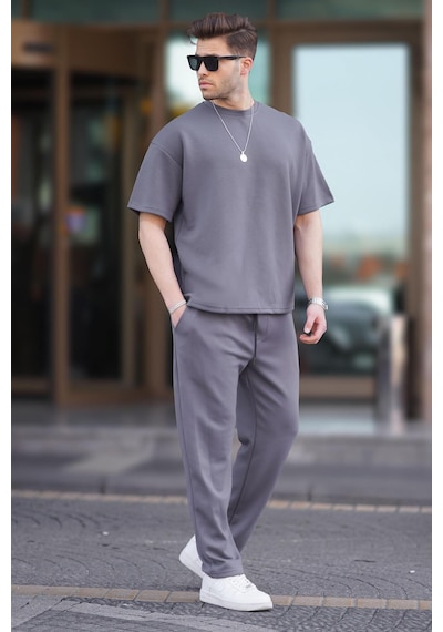 Madmext Füme Oversize Kısa Kollu Eşofman Takımı 5954-füme Füme