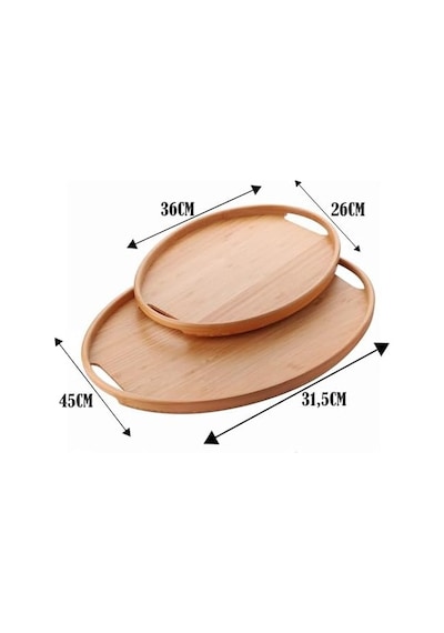 2'li Bambu Tepsi Seti, İnce Tasarım Özel Üretim Oval 2'li Bambu Tepsi Seti 36 26 1cm-45 31.5 1cm